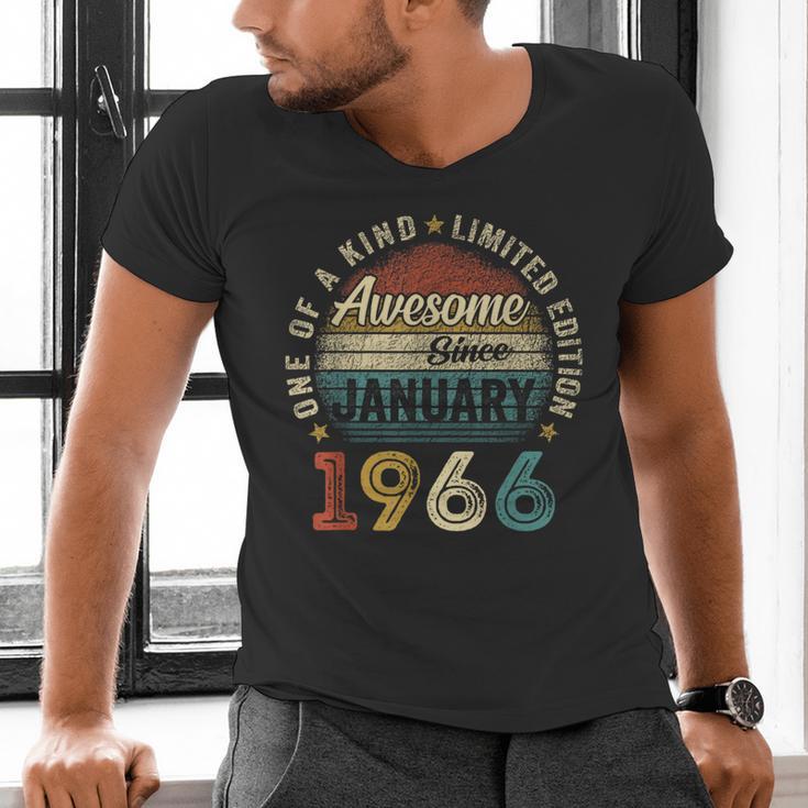 Awesome Since January 1966 60 Year Old 60th Birthday Men Dad Men's V-Neck T-Shirt