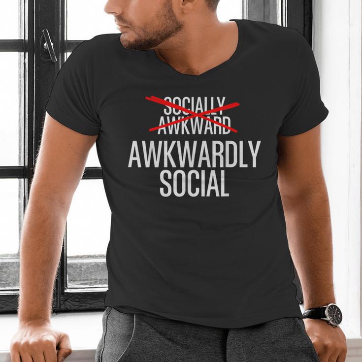 Awkwardly Social Socially Awkward Anxious Introverts Men's V-Neck T-Shirt Awkwardly Social Socially Awkward Anxious Introverts Men's V-Neck T-Shirt