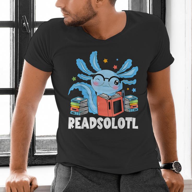 Axolotl Read Book Kawaii Reading Books For Men Women Men's V-Neck T-Shirt