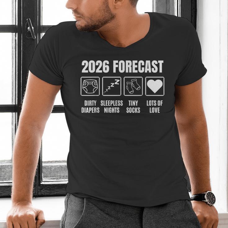 Baby Coming Soon 2026 Forecast Baby Shower New Dad Mom Men's V-Neck T-Shirt