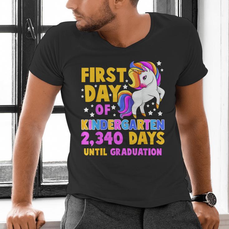 Back To School First Day Of Kindergarten Graduation Unicorn Men's V-Neck T-Shirt