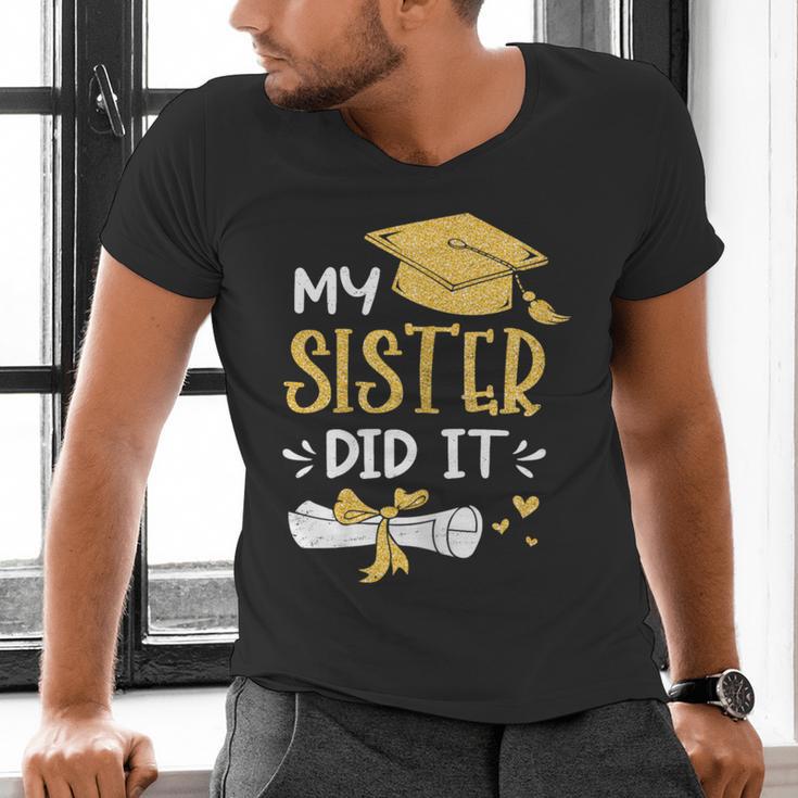 Back To School My Sister Did It Graduation Proud Sister Graduated Female X-Small Men's V-Neck T-Shirt