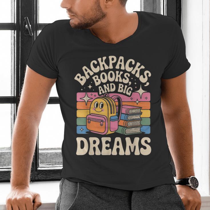 Backpacks Books And Big Dreams Cute Back To School Men's V-Neck T-Shirt Backpacks Books And Big Dreams Cute Back To School Men's V-Neck T-Shirt