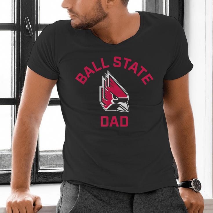 Ball State University Cardinals Arched Dad Men's V-Neck T-Shirt