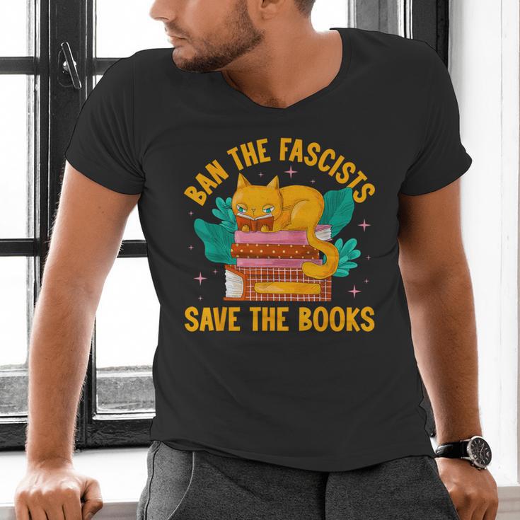 Ban The Fascist Save The Books For a Book Fan Men's V-Neck T-Shirt