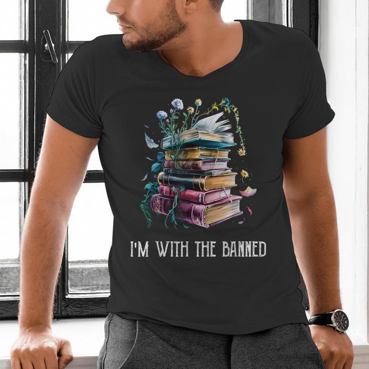 Im With The Banned Book Readers Librarians Read Banned Books Men's V-Neck T-Shirt Im With The Banned Book Readers Librarians Read Banned Books Men's V-Neck T-Shirt