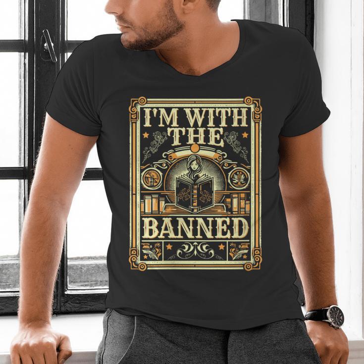 Banned Books Librarian Book Readers I m With The Banned Men's V-Neck T-Shirt