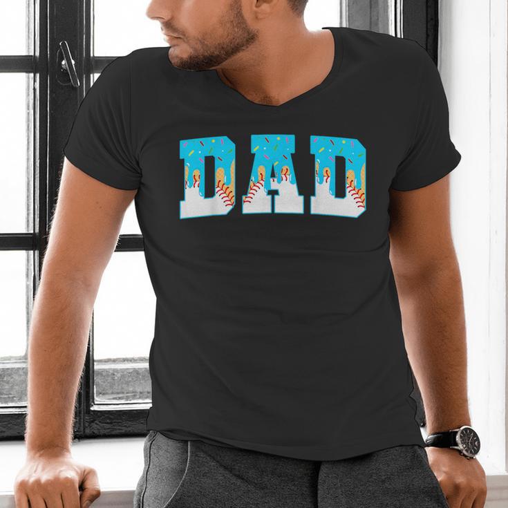 Baseball Dad Ice Cream Drip Happy Fathers Day Men's V-Neck T-Shirt