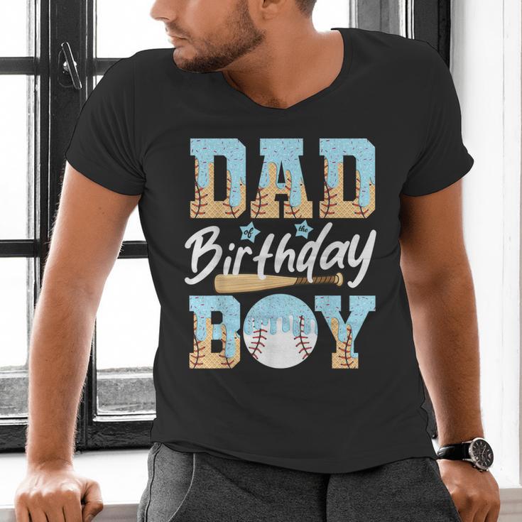 Baseball Ice Cream Drip Dad Of The Birthday Boy Baseball Men's V-Neck T-Shirt