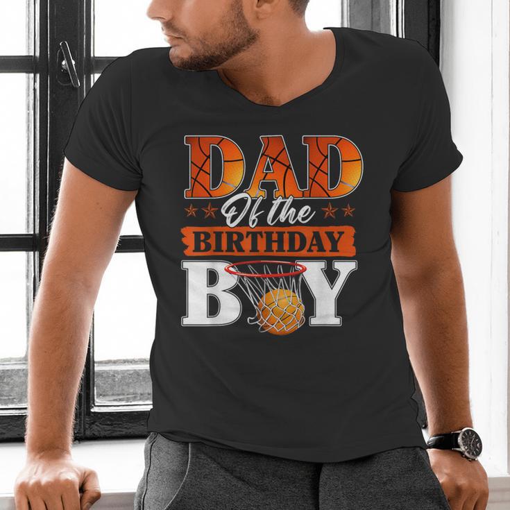 Basketball DAD Of The Birthday Boy Family Matching Men's V-Neck T-Shirt