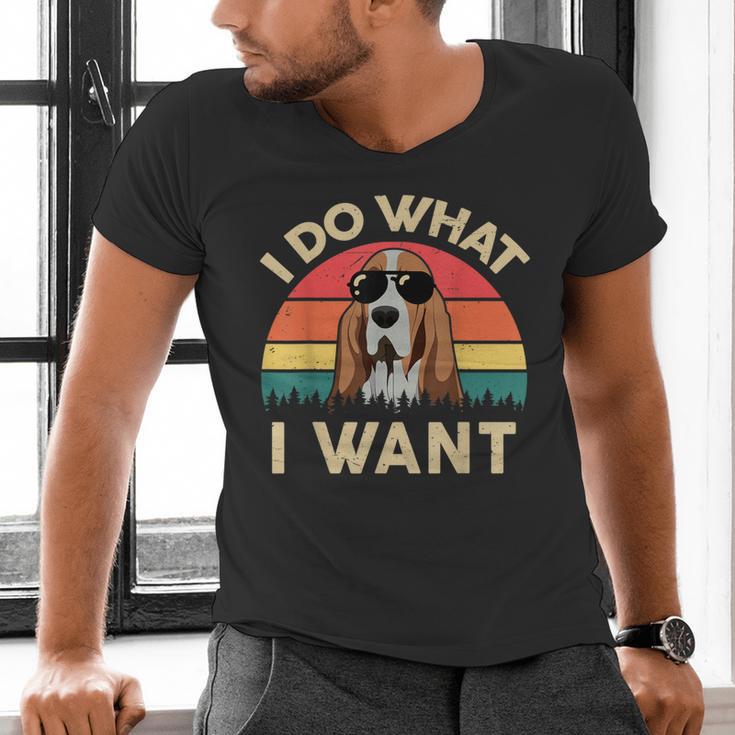 Basset Hound Shirts I Do What I Want Basset Hound Dad Men's V-Neck T-Shirt