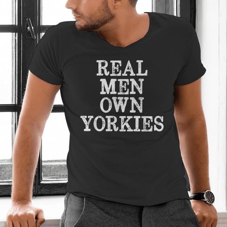 BDAZ Yorkie Dad Real Men Own Yorkies Terriers Dog Husband Small Men's V-Neck T-Shirt
