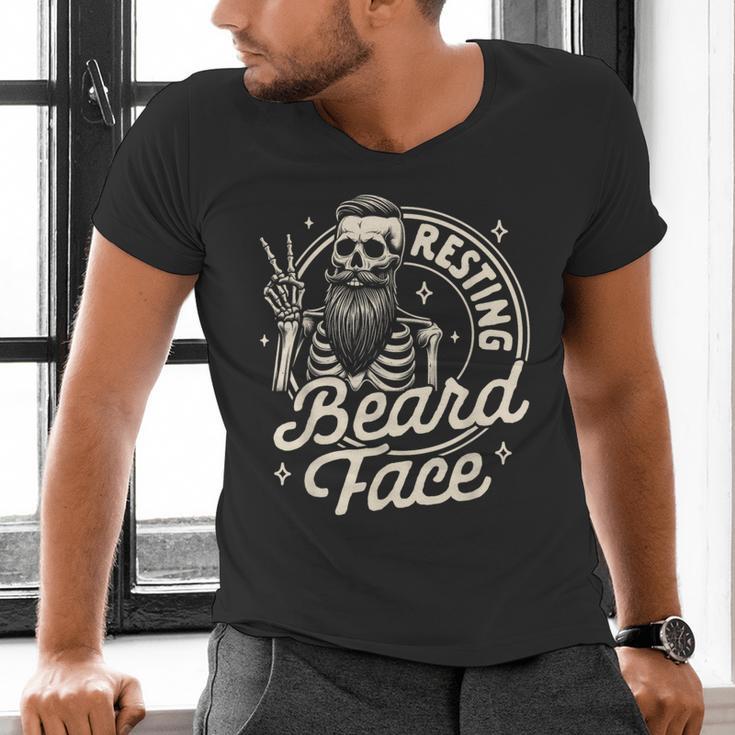 Bearded Dad Daddy Papa Father’s Day Resting Beard Face Men's V-Neck T-Shirt