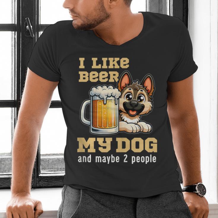 I Like Beer My Dog And Maybe 2 People Introvert Pun Men's V-Neck T-Shirt I Like Beer My Dog And Maybe 2 People Introvert Pun Men's V-Neck T-Shirt
