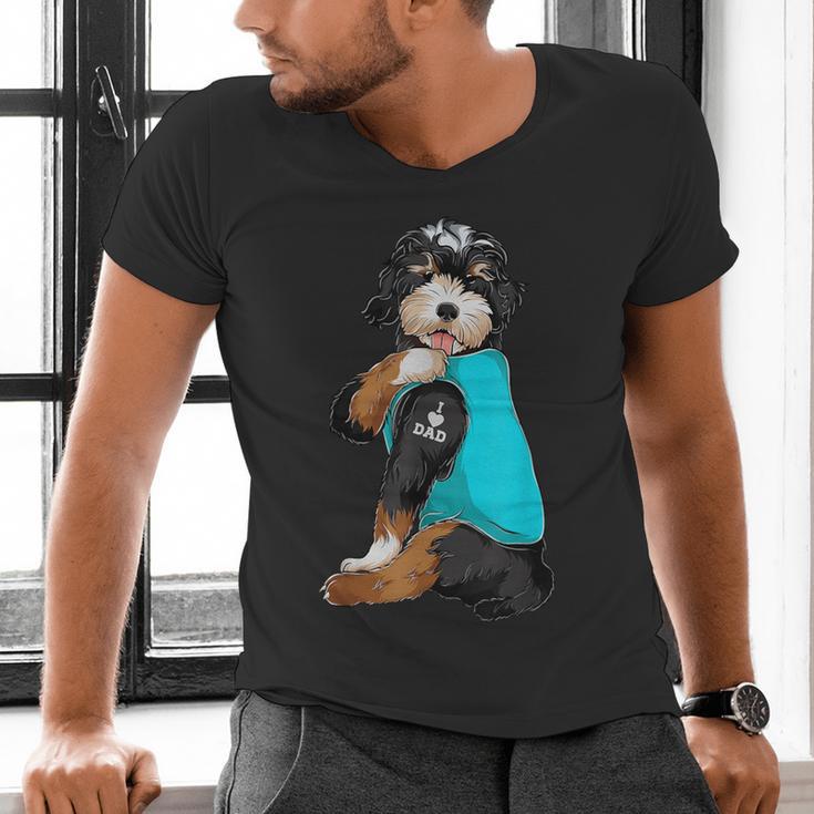 Bernedoodle I Love Dad Tattoo Apparel Dog Dad Dads Men's V-Neck T-Shirt Bernedoodle I Love Dad Tattoo Apparel Dog Dad Dads Men's V-Neck T-Shirt