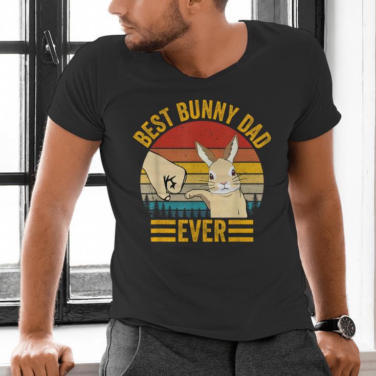 Best Bunny Dad Ever Rabbit Lover Father Pet Rabbit Men's V-Neck T-Shirt