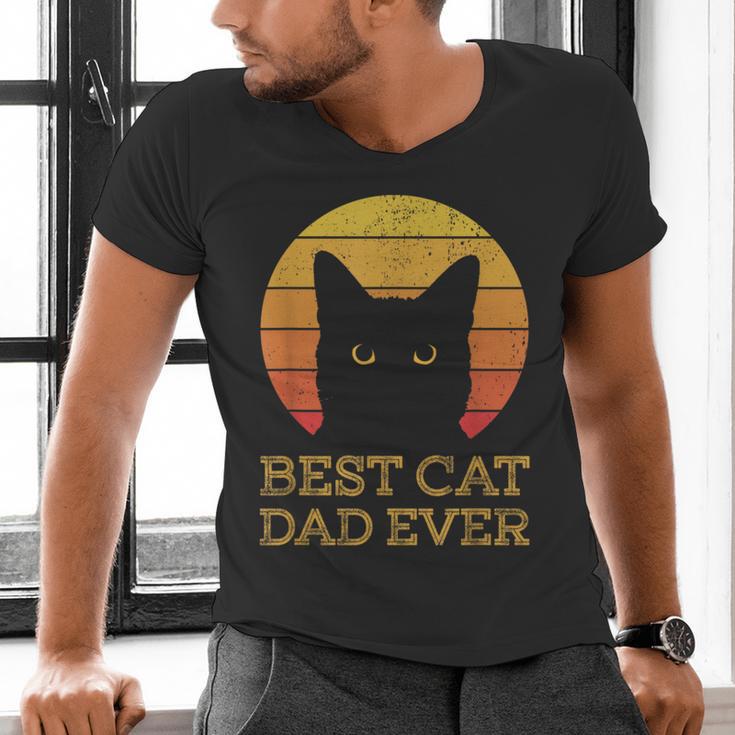 Best Cat Dad Ever Vintage Cat Daddy Fathers Day Men's V-Neck T-Shirt