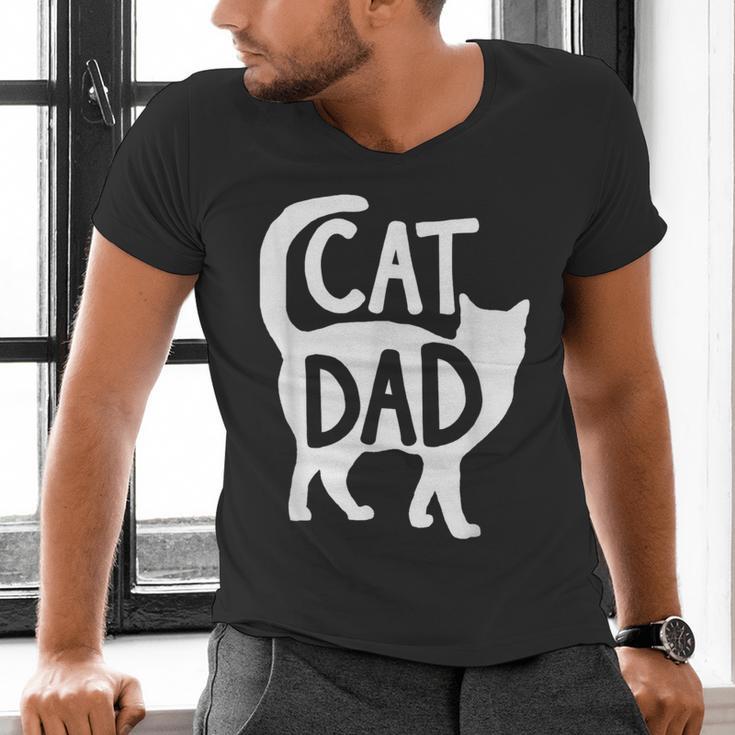 Best Cat Dad Fathers Day Men Kitty Daddy Papa Christmas Meow Men's V-Neck T-Shirt