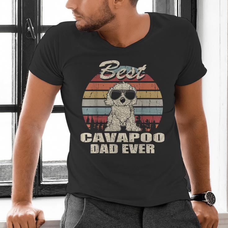 Best Cavapoo Dad Ever Vintage Retro Dog Dad Men's V-Neck T-Shirt