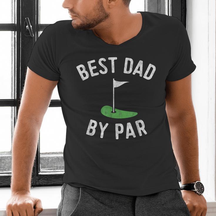 Best Dad By Par Golf Shirt Father's Day Daddy Men's V-Neck T-Shirt