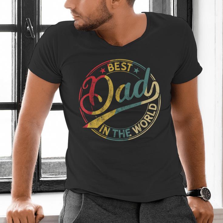 Best Dad In The World Father's Day Vintage Dad Men's V-Neck T-Shirt