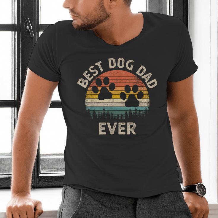 Best Dog Dad Ever Vintage Father's Day Dog Lover Men's V-Neck T-Shirt