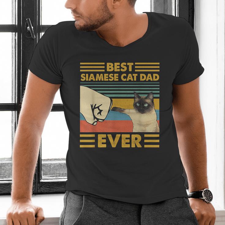 Best Siamese Cat Dad Ever Retro Vintage Sunset Men's V-Neck T-Shirt