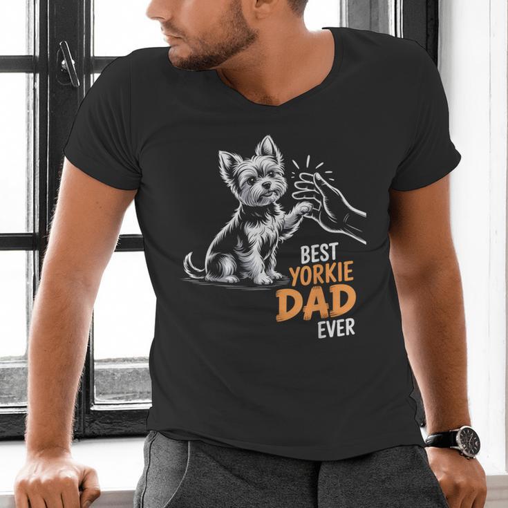 Best Yorkie Dad Ever Dog Yorkie I Love Yorkie Dad Men's V-Neck T-Shirt