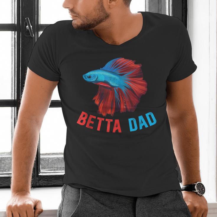 Betta Dad Betta Fish Lover Betta Fish Dad Betta Fish Boy Men's V-Neck T-Shirt