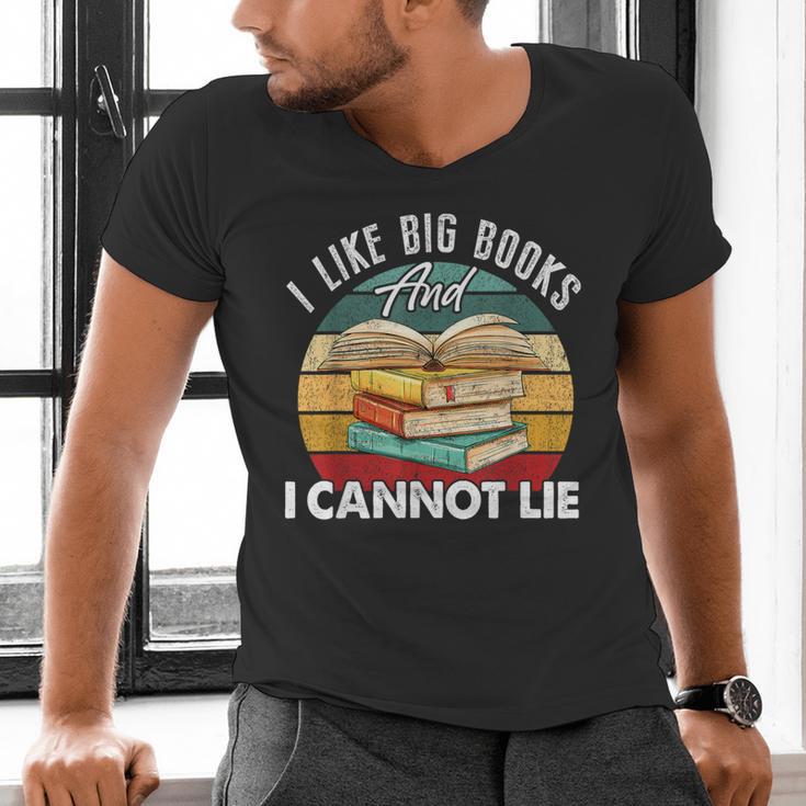 I Like Big Books Librarian Reading Teacher Book Lover Men's V-Neck T-Shirt