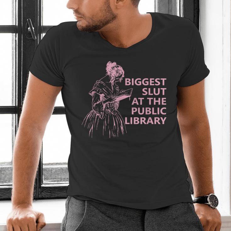 Biggest Slut At The Public Library Reading Book Club Men's V-Neck T-Shirt