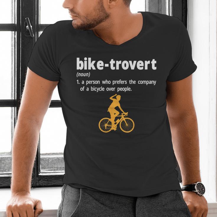 Bike-Trovert Bicycle Humor Definition Introvert Men's V-Neck T-Shirt