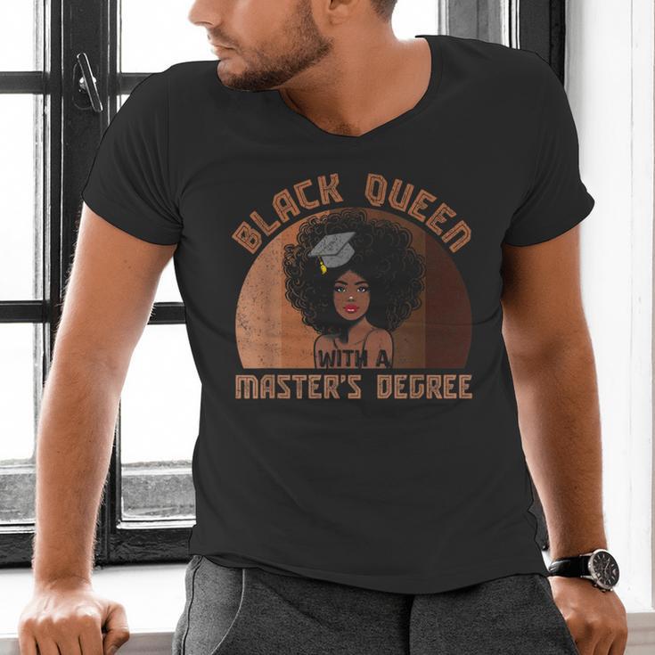 Black Queen With a Masters Degree Melanin Girls Graduation Men's V-Neck T-Shirt