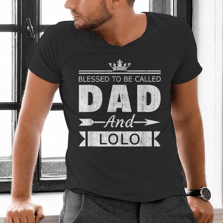 Blessed To Be Called Dad And Lolo Grandpa Men's V-Neck T-Shirt