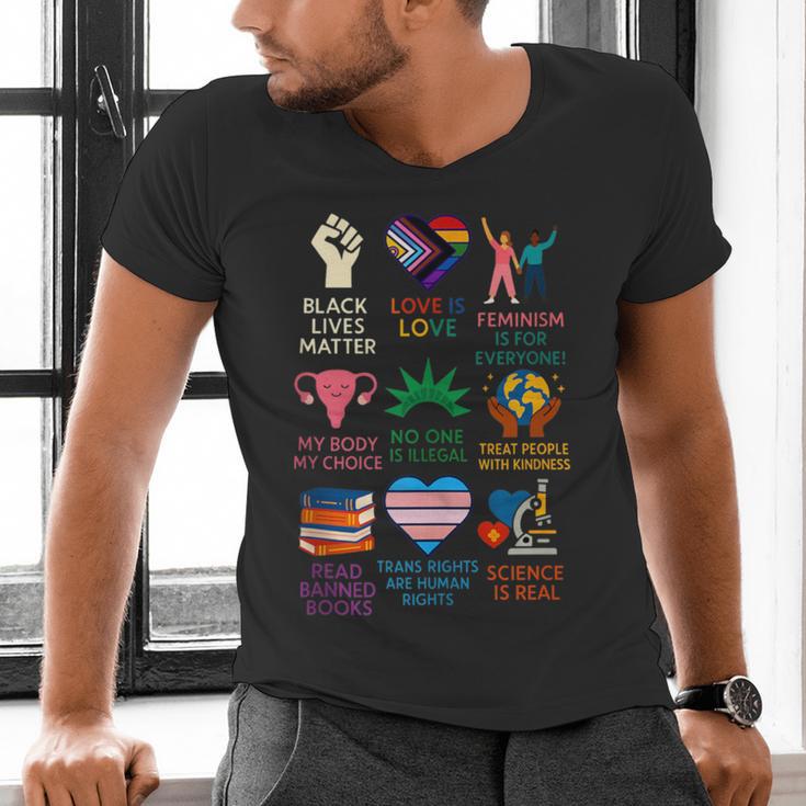 BLM Human Rights Feminism Trans Science Books LGBTQ Kindness Men's V-Neck T-Shirt BLM Human Rights Feminism Trans Science Books LGBTQ Kindness Men's V-Neck T-Shirt