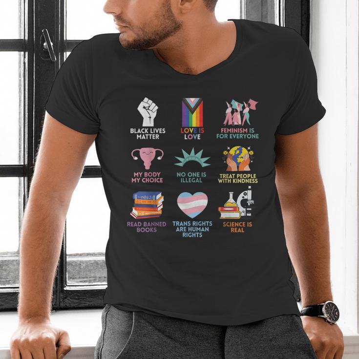 BLM Human Rights Feminism Trans Science Books LGBTQ Quote Men's V-Neck T-Shirt
