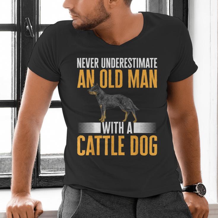 Blue Heeler Dad Australian Cattle Dog Men Men's V-Neck T-Shirt Blue Heeler Dad Australian Cattle Dog Men Men's V-Neck T-Shirt