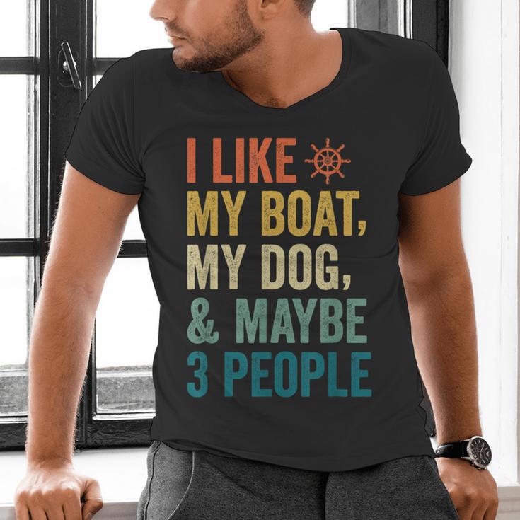 I Like My Boat Dog And Maybe 3 People Retro Sailor Dad Men's V-Neck T-Shirt