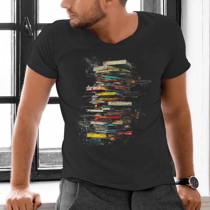 Book Abstract Art Drawing Painting Graphic Book Men's V-Neck T-Shirt