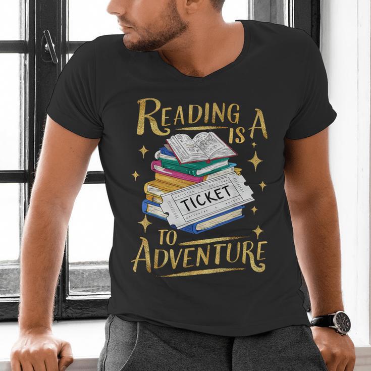 Book Adventure Library Student Teacher Book Men's V-Neck T-Shirt Book Adventure Library Student Teacher Book Men's V-Neck T-Shirt