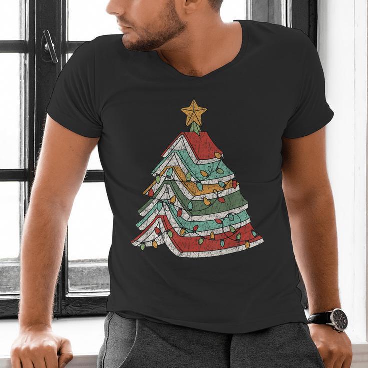 Book Christmas Tree For Librarians Book Lovers Men's V-Neck T-Shirt Book Christmas Tree For Librarians Book Lovers Men's V-Neck T-Shirt