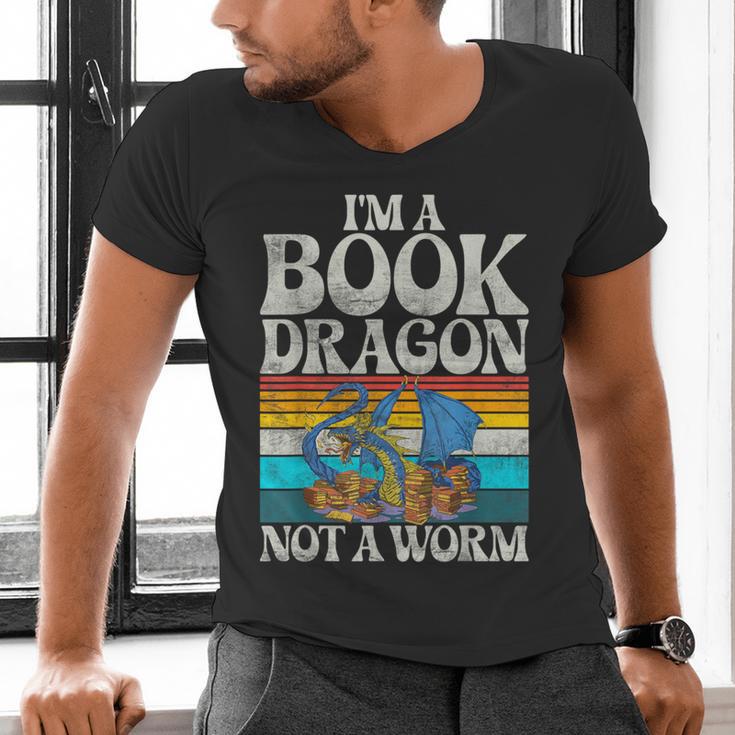 Im a Book Dragon Not a Worm Dragon Men's V-Neck T-Shirt Im a Book Dragon Not a Worm Dragon Men's V-Neck T-Shirt