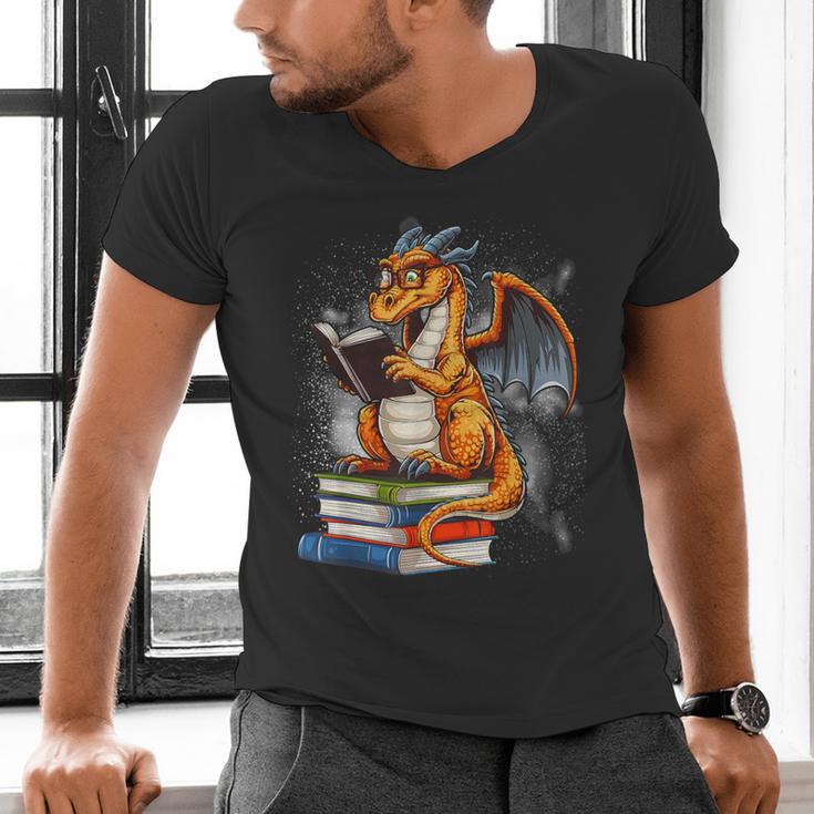 Book Dragon Reading Book Lover Men's V-Neck T-Shirt