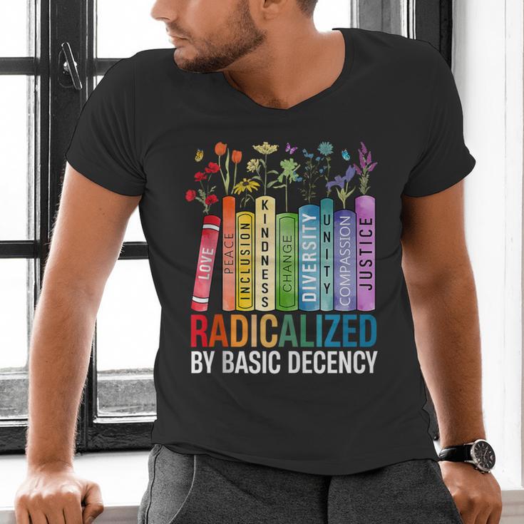 Book Flower Radicalized By Basic Decency Feminist Lgbt Men's V-Neck T-Shirt Book Flower Radicalized By Basic Decency Feminist Lgbt Men's V-Neck T-Shirt