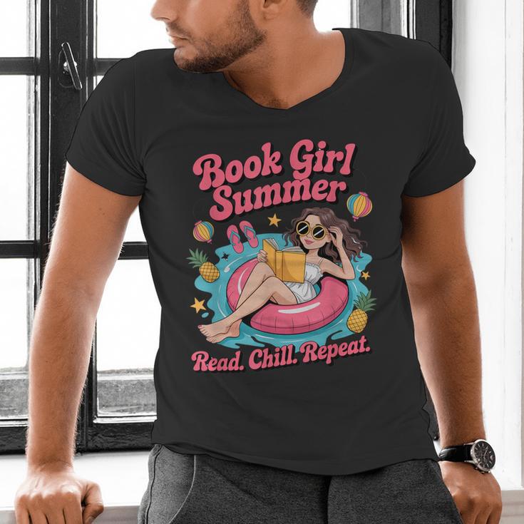 Book Girl Summer Beach Vacation Book Lover Men's V-Neck T-Shirt