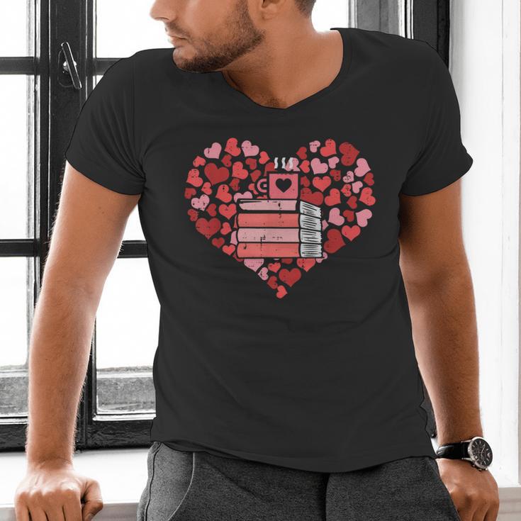 Book Heart Cute Read Book Reading Librarian Across America Men's V-Neck T-Shirt