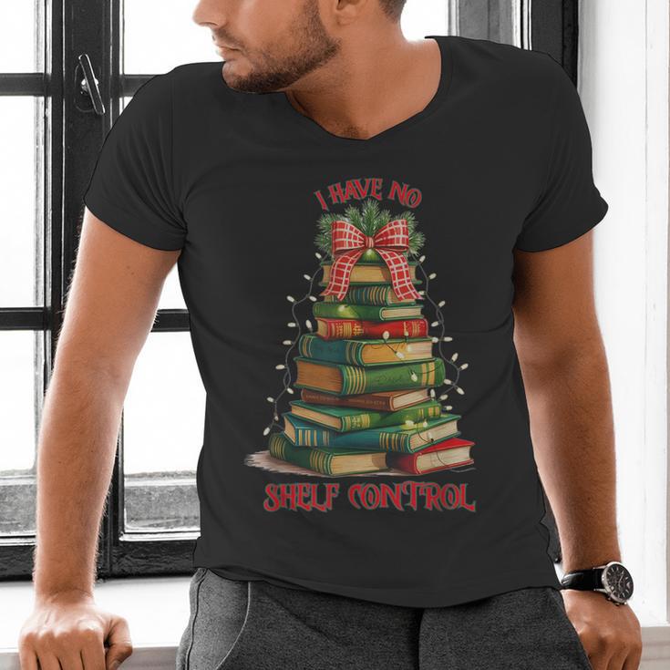 Book Lover Christmas Tree I Have No Shelf Control Men's V-Neck T-Shirt