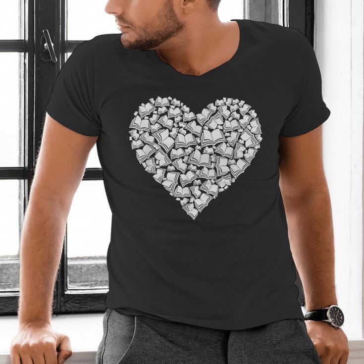 Book Lover Heart Shape Reading Librarian Library Teacher Men's V-Neck T-Shirt Book Lover Heart Shape Reading Librarian Library Teacher Men's V-Neck T-Shirt