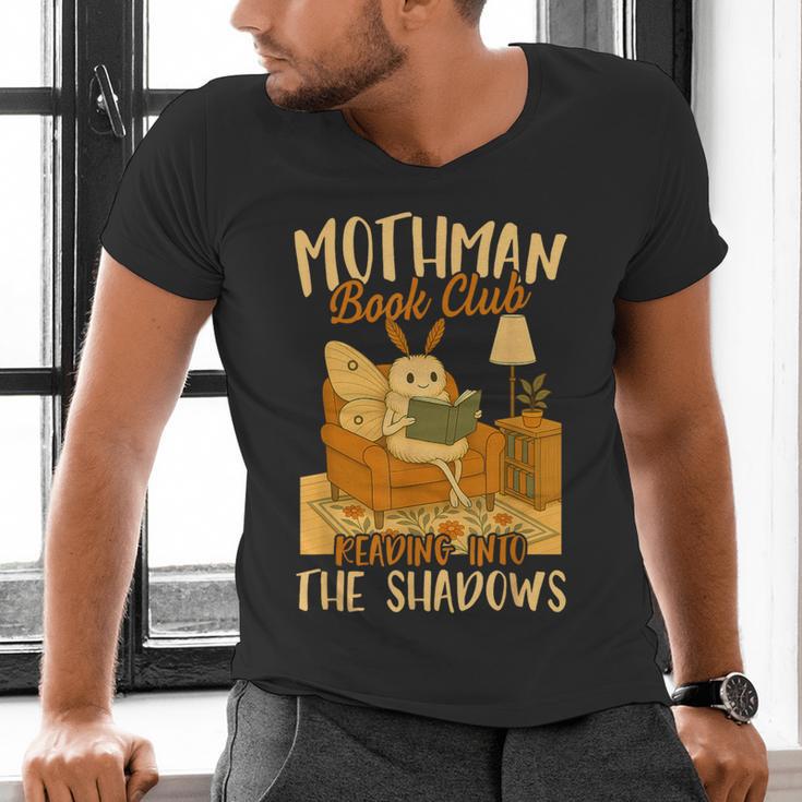 Book Lover Moth Mothman Book Club Reading Into Shadows Men's V-Neck T-Shirt