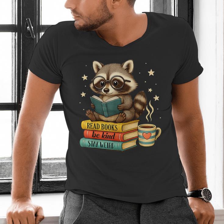 Book Lover Racoon Reading Bookish Library Read Books Be Kind Men's V-Neck T-Shirt Book Lover Racoon Reading Bookish Library Read Books Be Kind Men's V-Neck T-Shirt